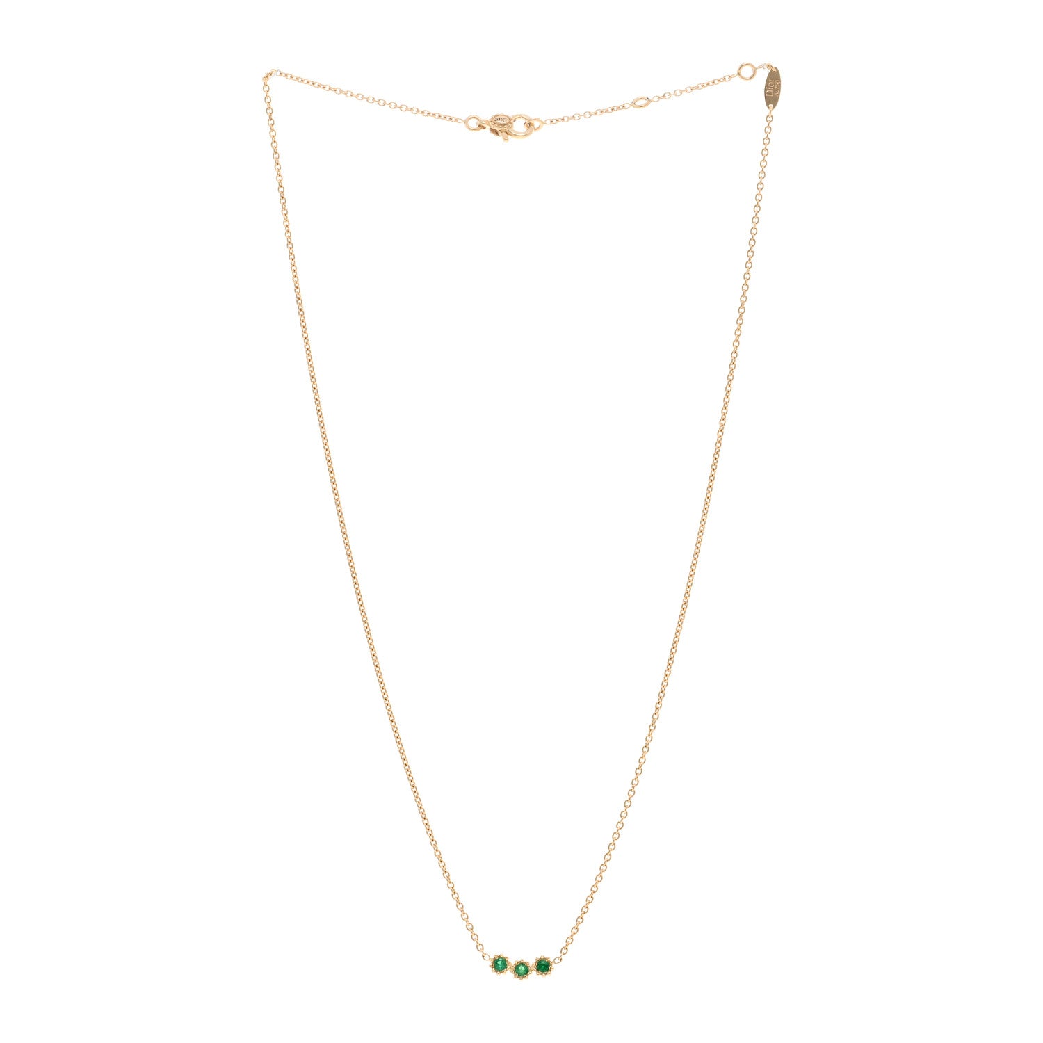Christian Dior 18K Yellow Gold Emerald Mimirose Pendant Necklace 3 of 6