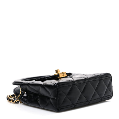 Chanel Shiny Aged Calfskin Quilted Mini Nano Kelly Shopper Black 4 of 10