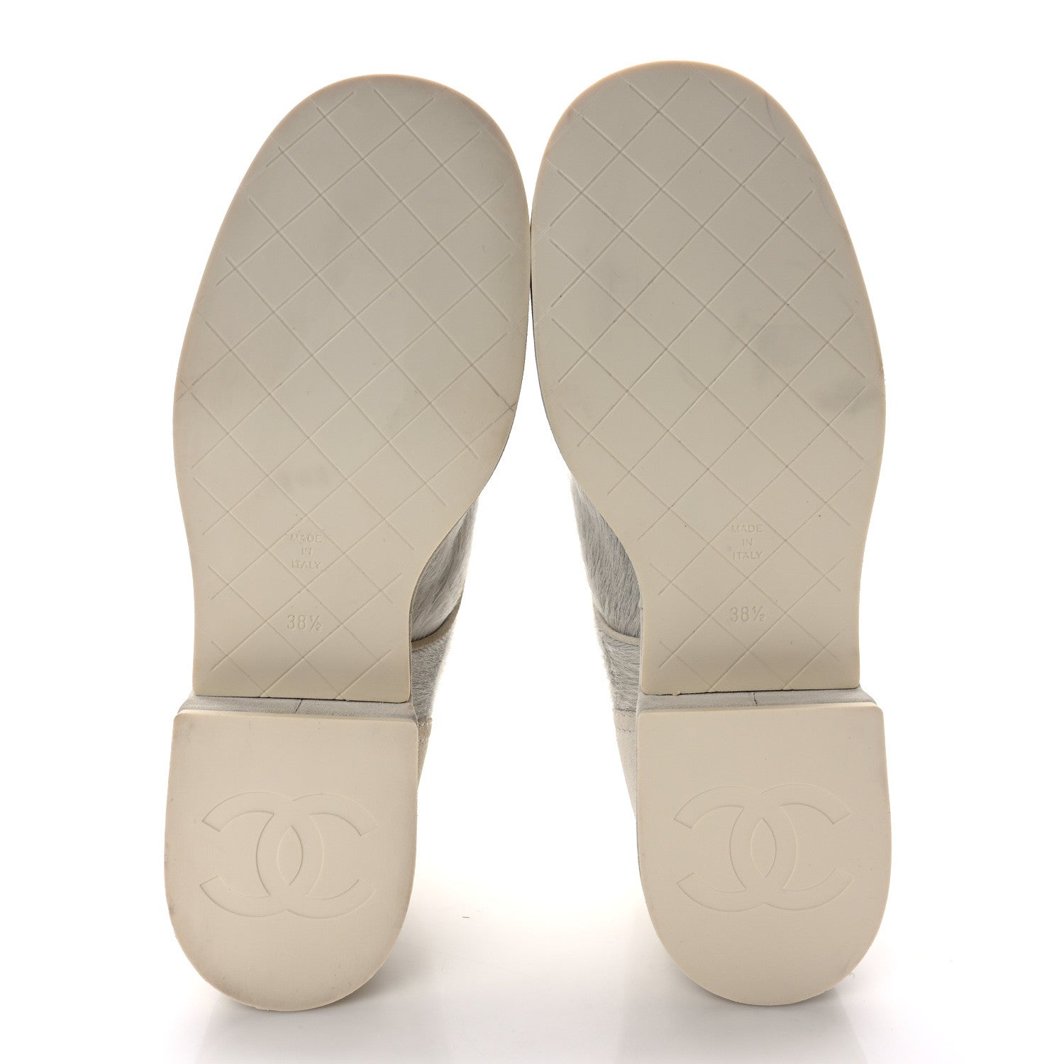 Chanel Suede Pony Hair Shearling Lace Up Combat Boots 38.5 White Black 5 of 10