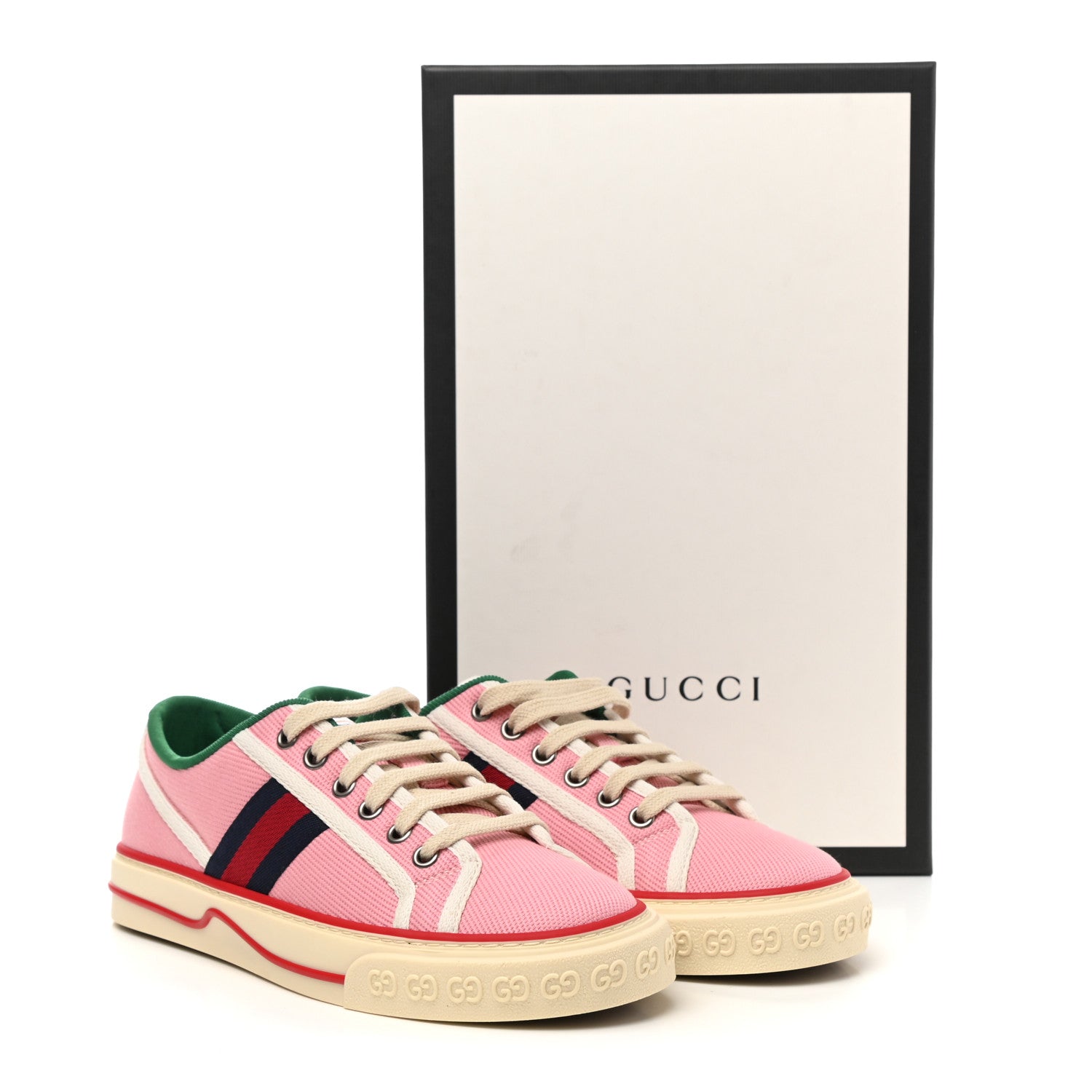 Gucci Canvas Web Womens 1977 Tennis Sneakers 37.5 Wild Rose Mystic White 8 of 8
