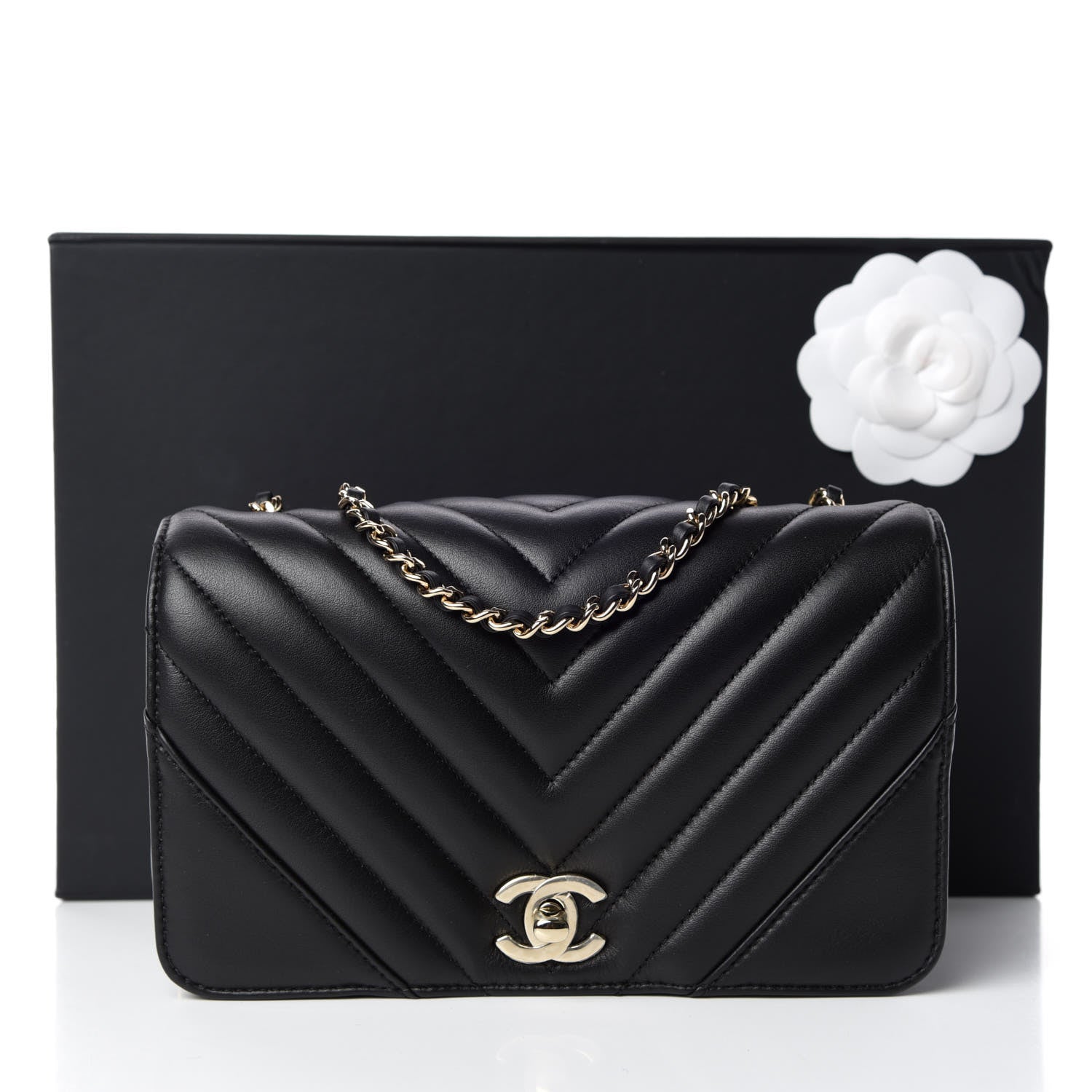 Chanel Calfskin Chevron Quilted Mini Statement Flap Black 10 of 10