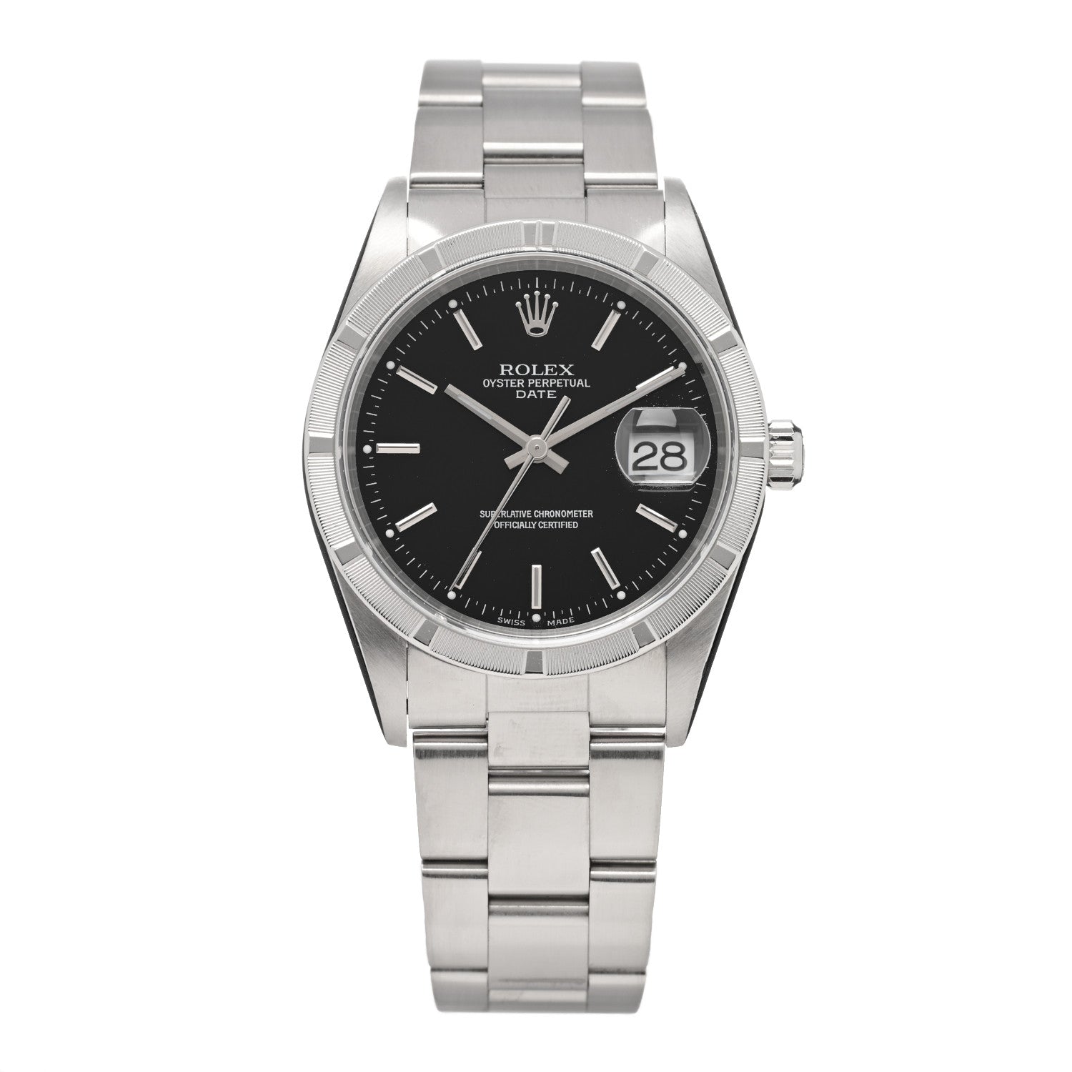 Rolex Stainless Steel 34mm Oyster Perpetual Date Watch Black 15210 1 of 4