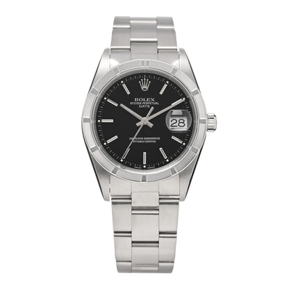 Rolex Stainless Steel 34mm Oyster Perpetual Date Watch Black 15210 1 of 4
