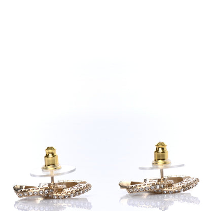 Chanel Crystal Timeless CC Earrings Light Gold 3 of 4