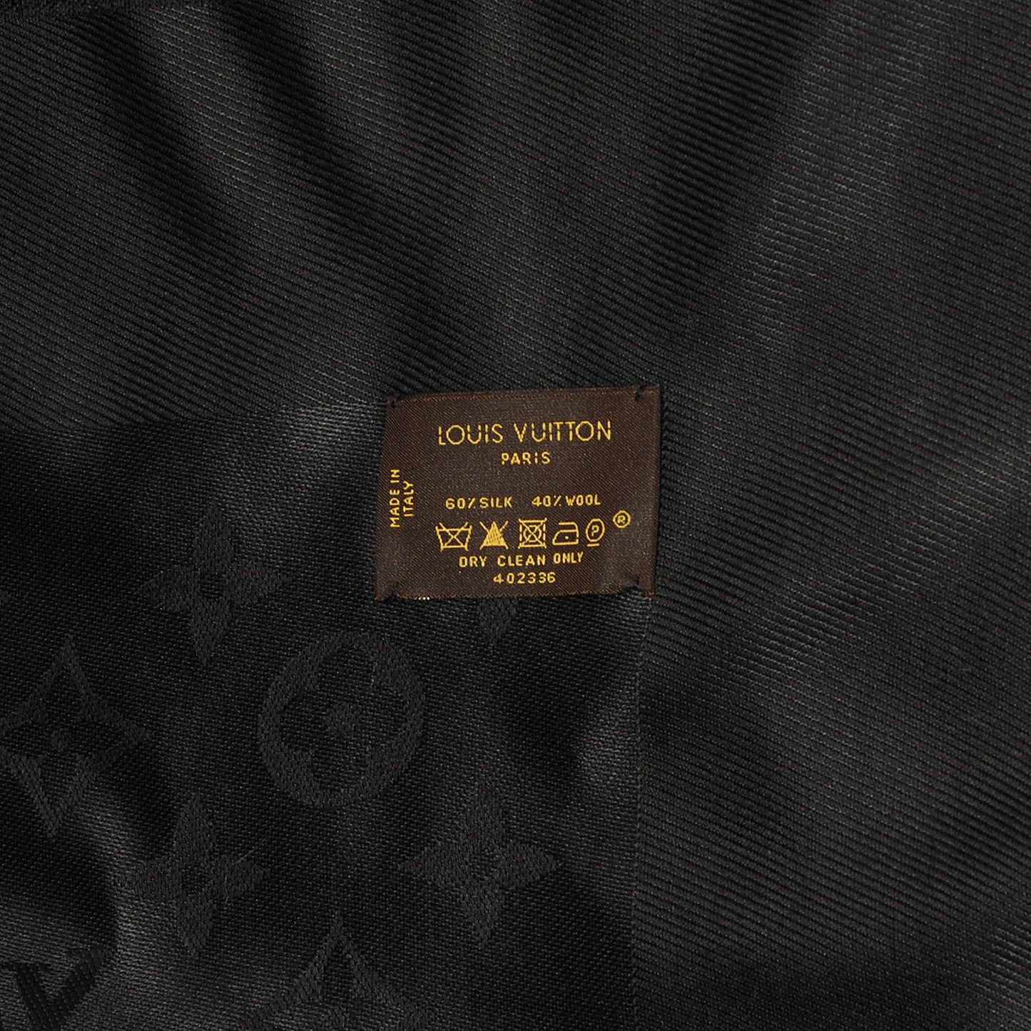 Silk Wool Monogram Shawl Black