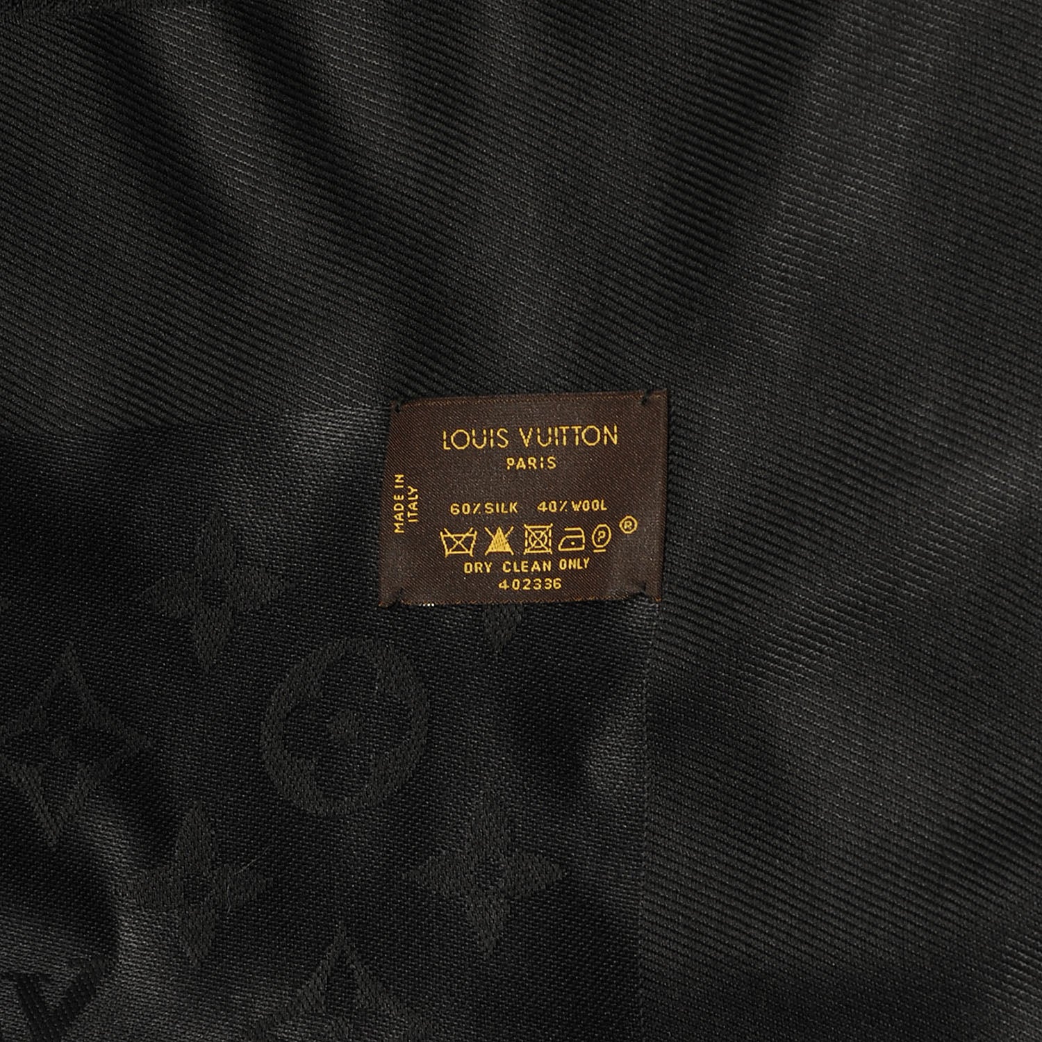 Louis Vuitton Silk Wool Monogram Shawl Black 6 of 6