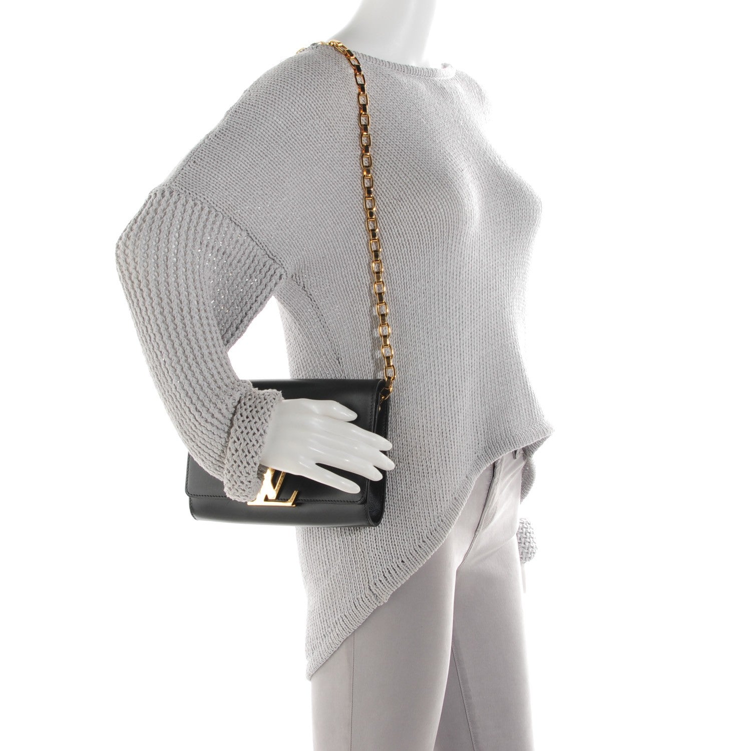 Louis Vuitton Calfskin Chain Louise GM Black 2 of 6