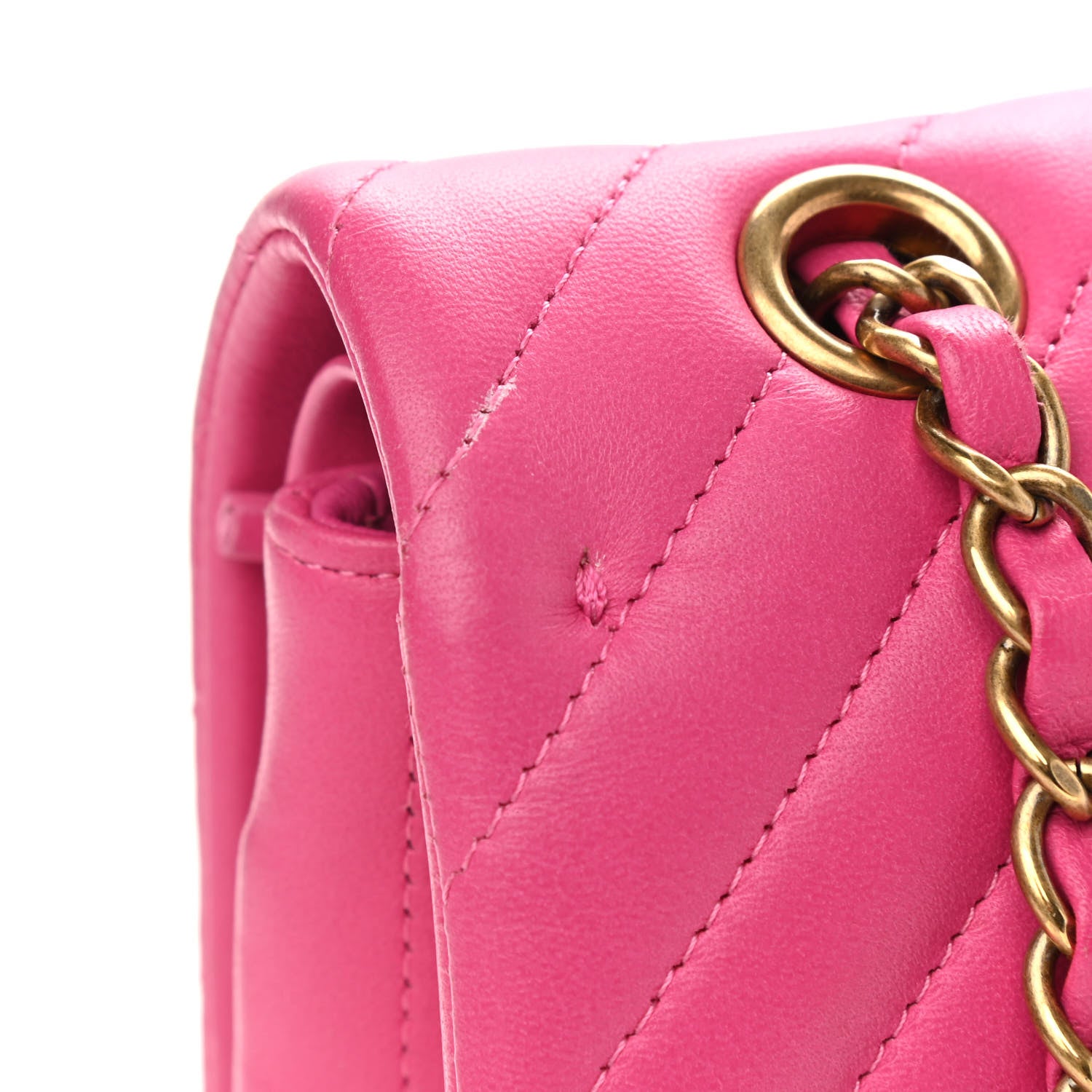 Chanel Lambskin Chevron Quilted Medium Double Flap Pink 11 of 13