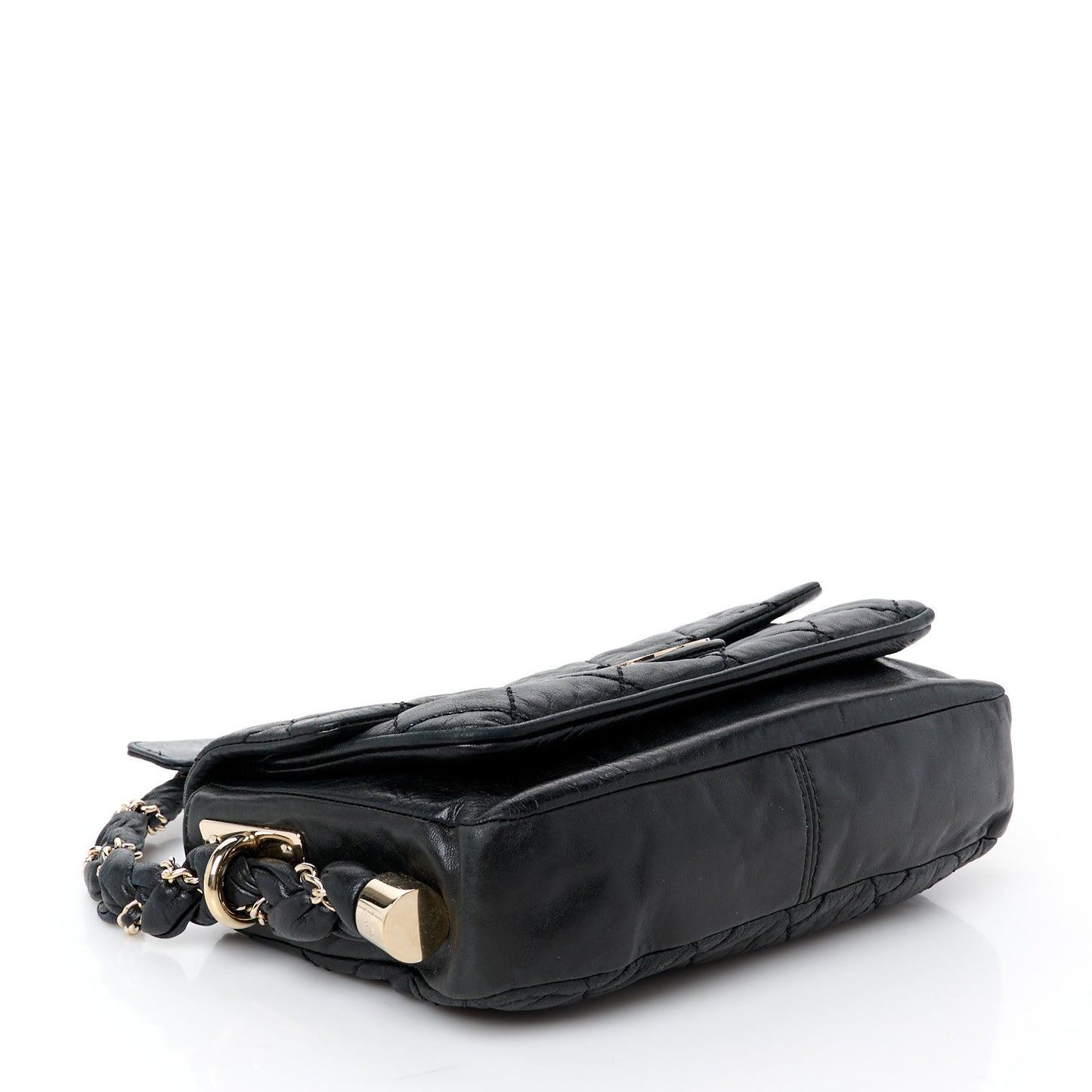 Lambskin Small Lady Braid Flap Black