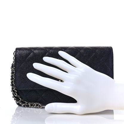 Chanel Iridescent Caviar Quilted Classic Pouch Clutch Black 2 of 10