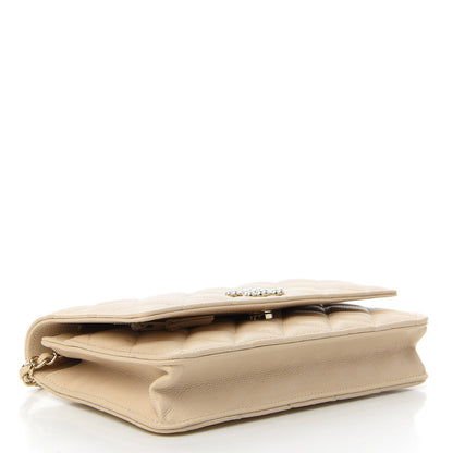 Chanel Caviar Quilted Coco Candy Wallet On Chain WOC Beige 4 of 11