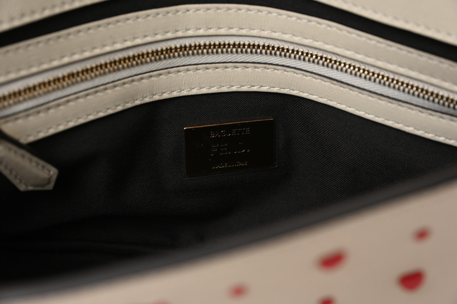Fendi Vitello Burro Chinese Valentines Day Karligraphy Embroidered Baguette 1997 Pana Rosso Cardinale 13 of 18