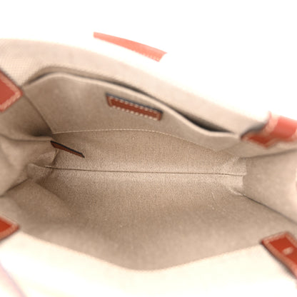 Chloe Cotton Calfskin Small Woody Ribbon Tote With Strap White Brown 5 of 10