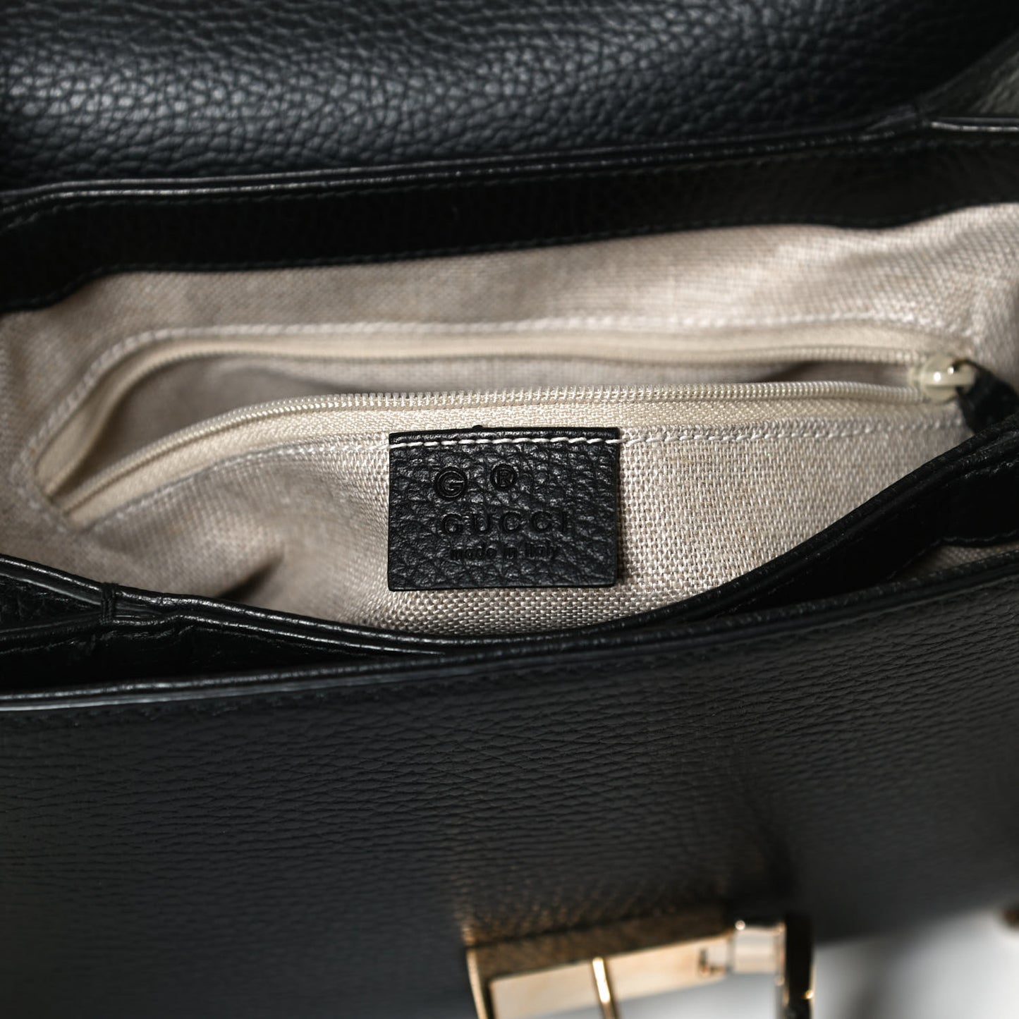 Dollar Calfskin Interlocking G Top Handle Shoulder Bag Black