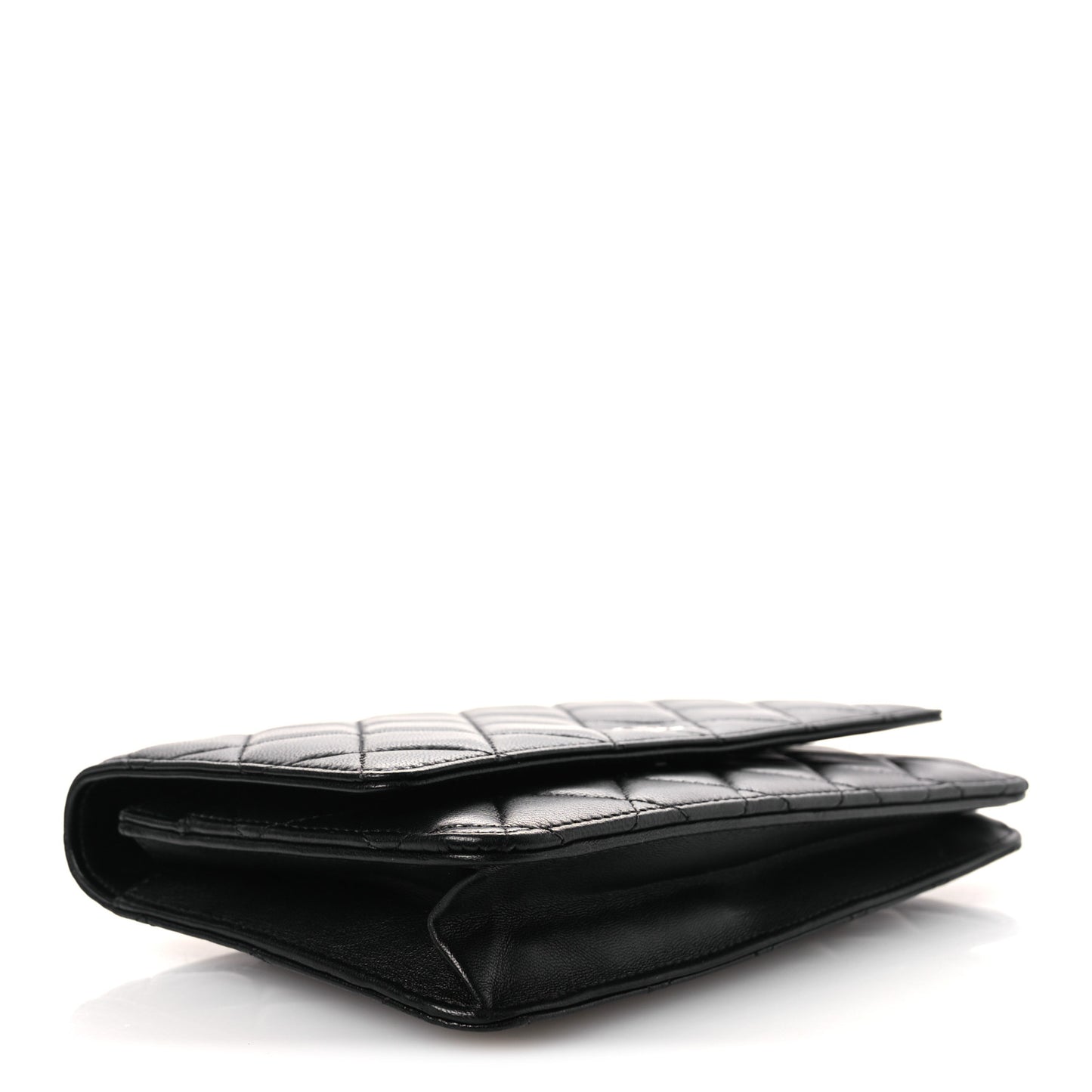 Lambskin Quilted Wallet On Chain WOC Black