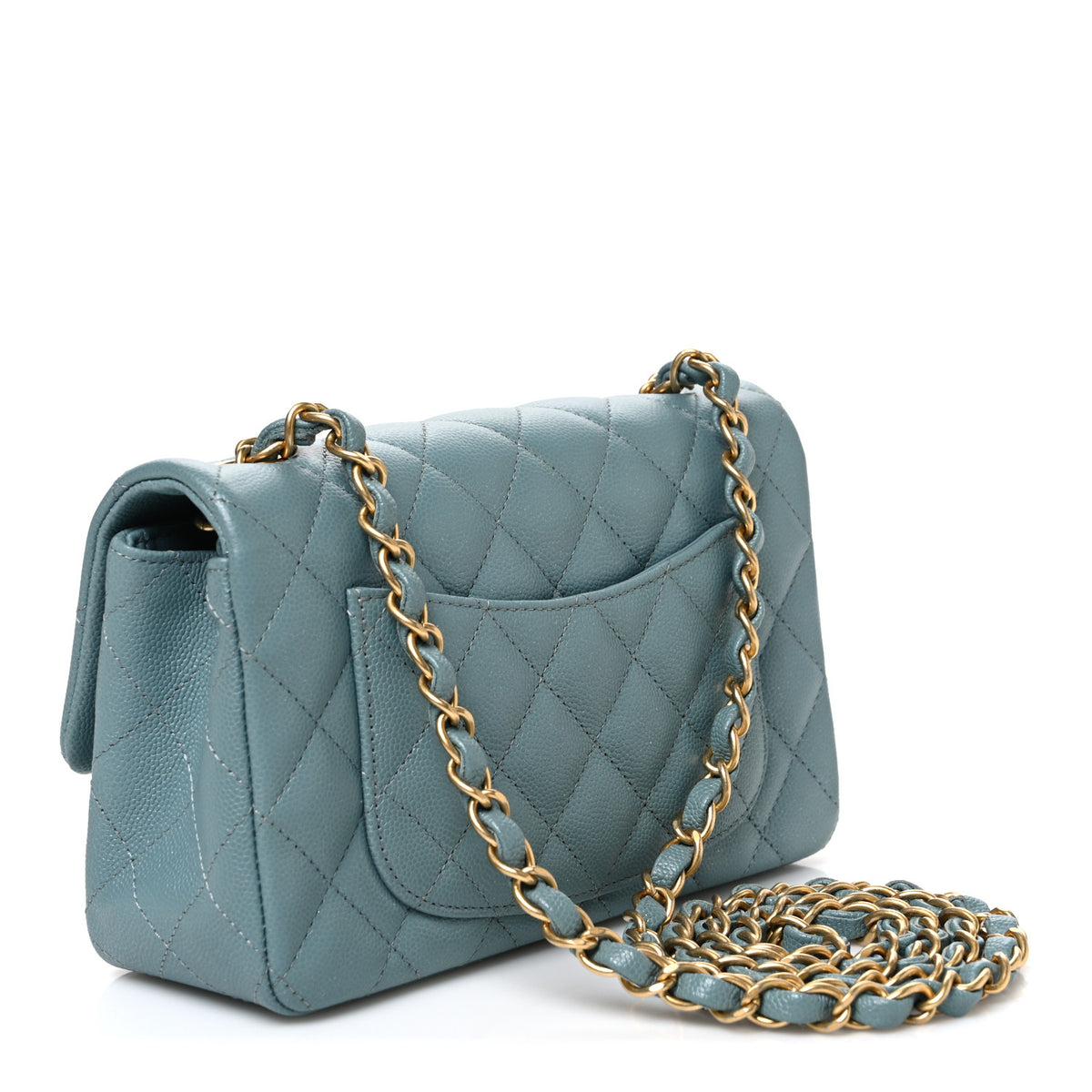 Chanel Caviar Quilted Mini Rectangular Flap Blue 3 of 10