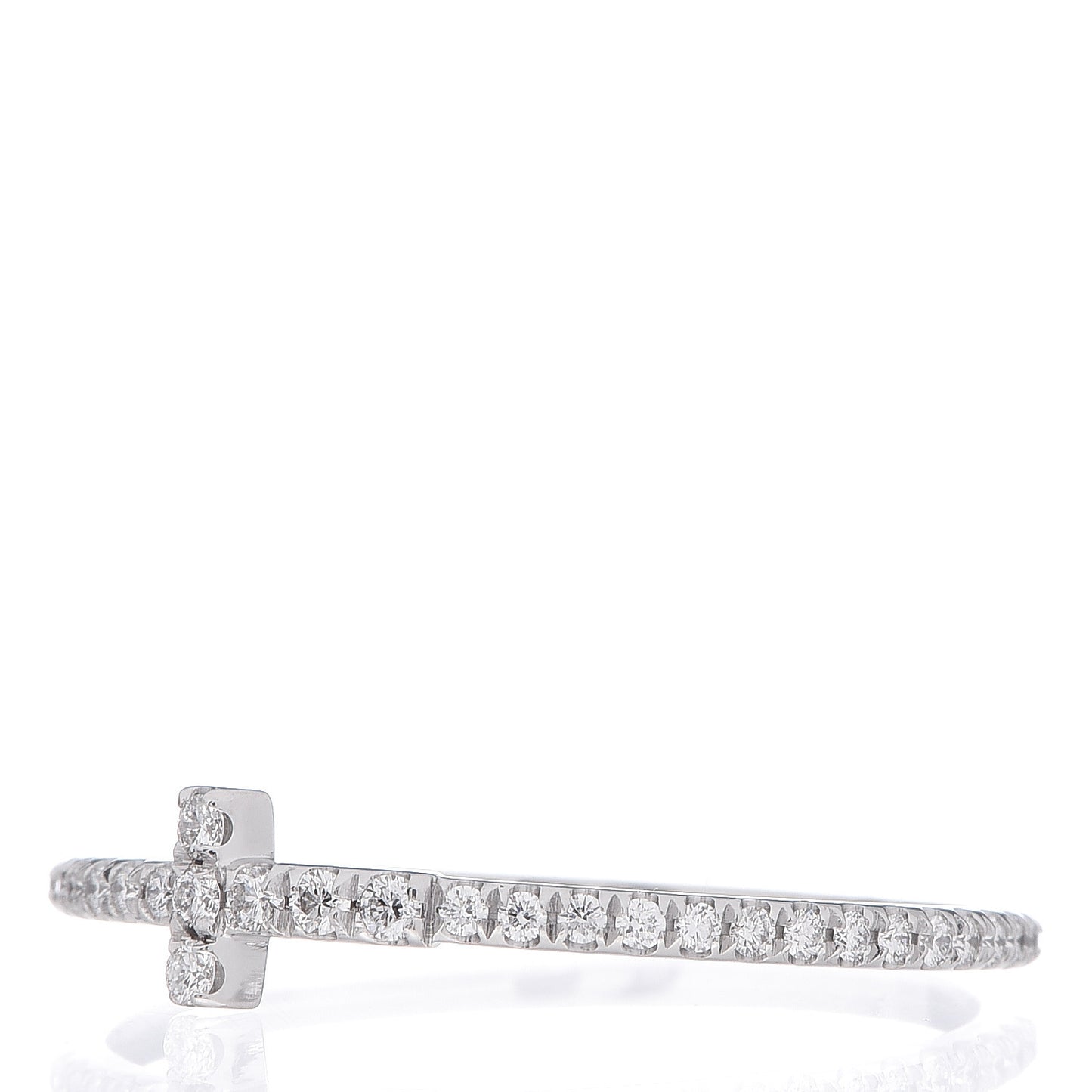 18K White Gold Diamond T Wire Pave Ring 57 8
