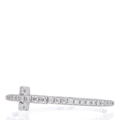 Tiffany 18K White Gold Diamond T Wire Pave Ring 57 8 3 of 5