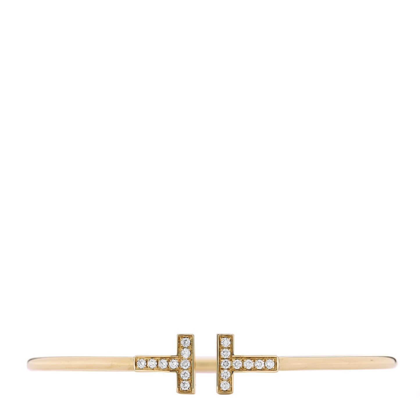 18K Yellow Gold Diamond T Wire Bracelet
