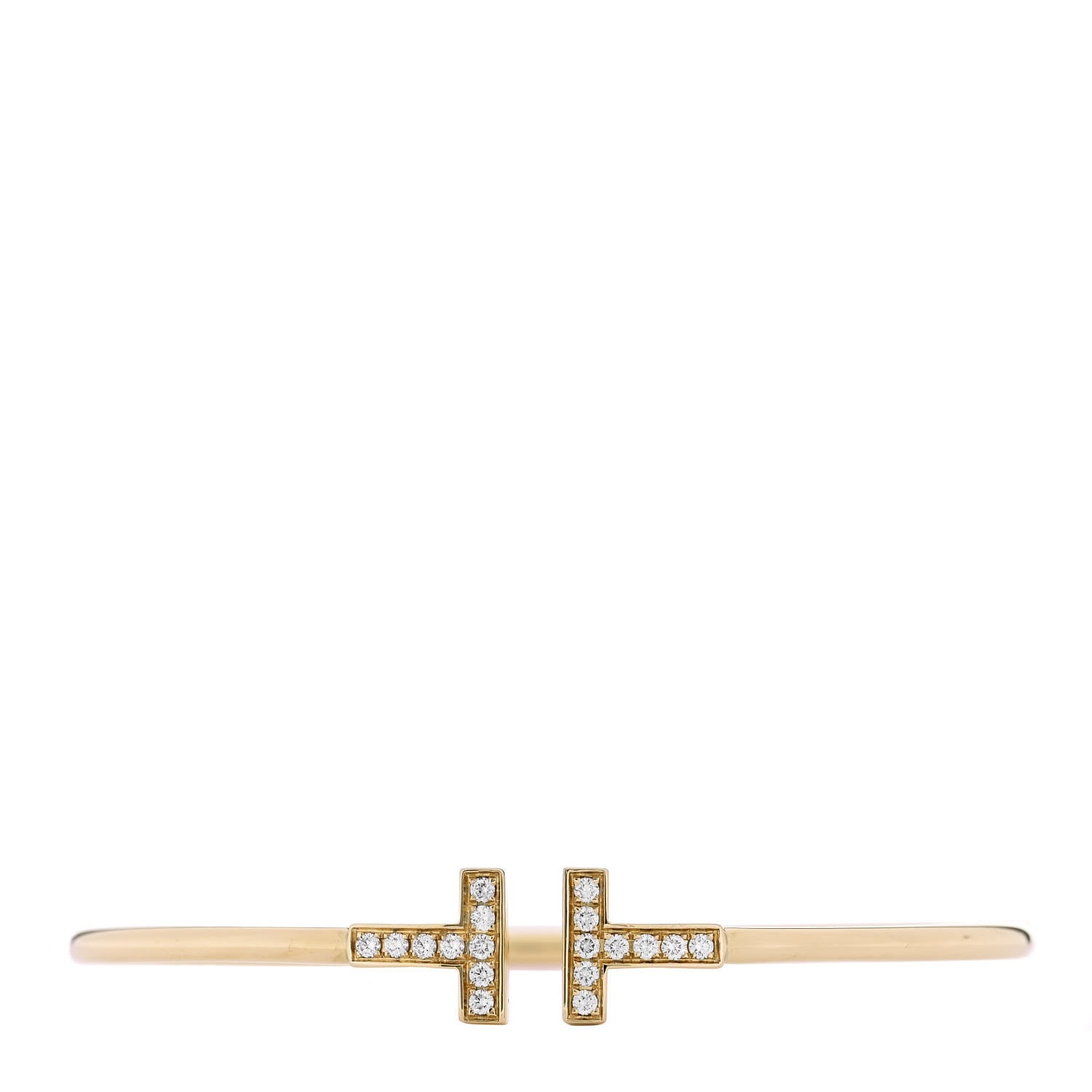 Tiffany 18K Yellow Gold Diamond T Wire Bracelet 1 of 3