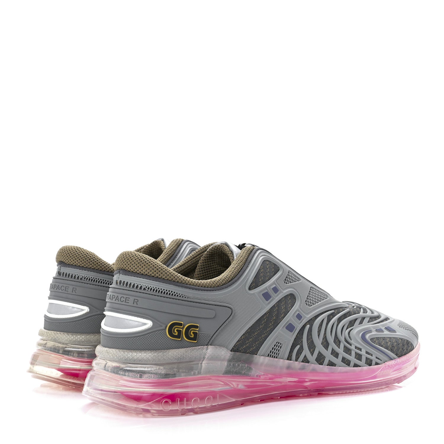 Gucci Rubber Mens Ultrapace R Mid Top Sneakers 11 Grey Black Silver Loess Oatmeal 4 of 11