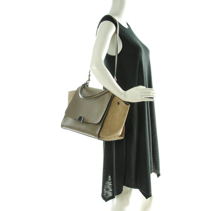 Celine Drummed Calfskin Suede Medium Trapeze Souris 2 of 8