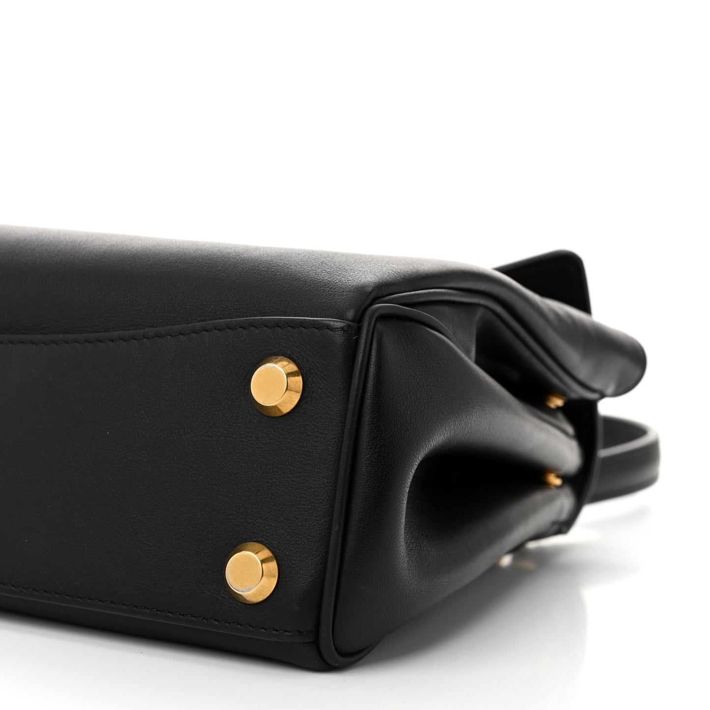 Natural Smooth Calfskin Small Rodeo Top Handle Handbag Black