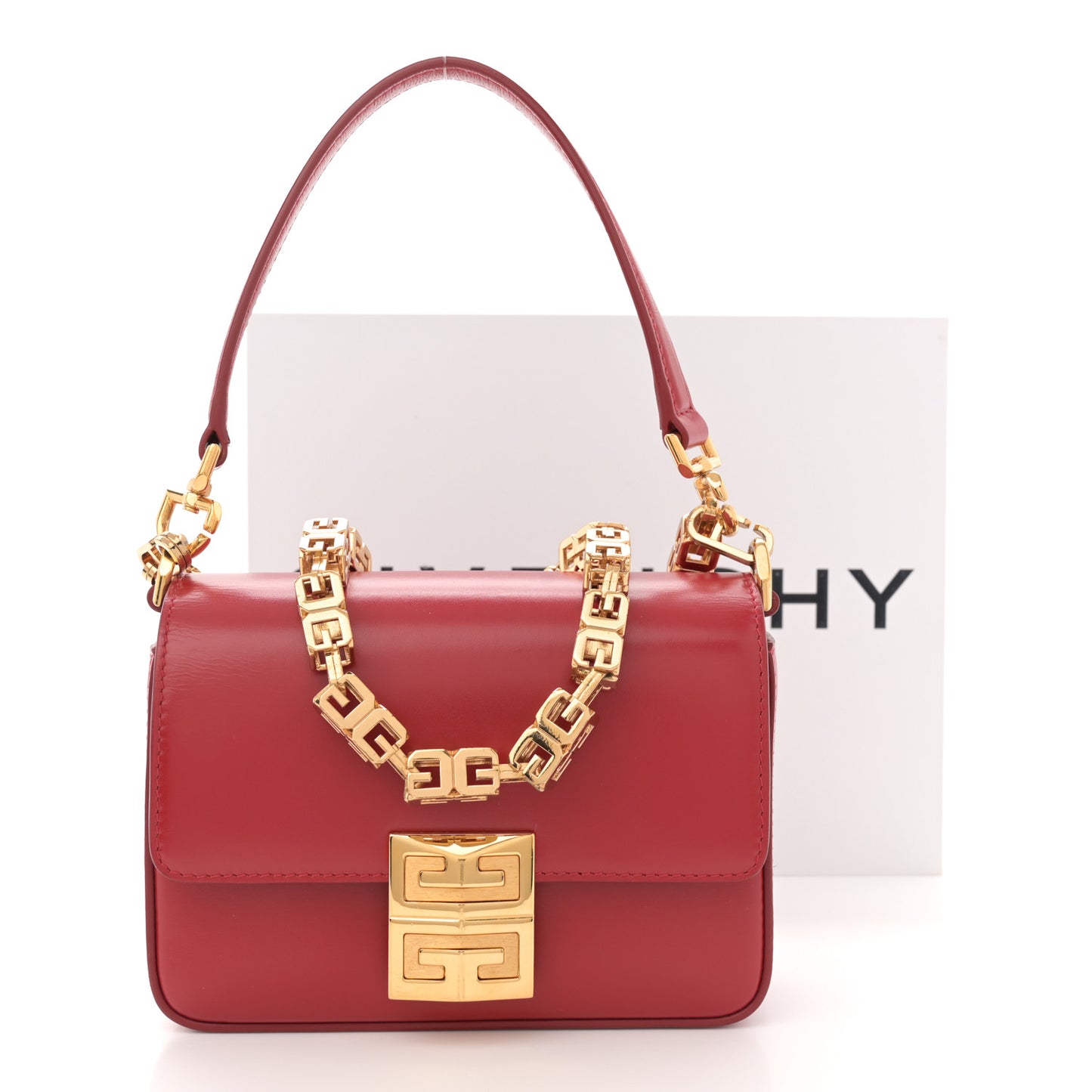 Box Calfskin Small 4G Cube Chain Shoulder Bag Dark Red