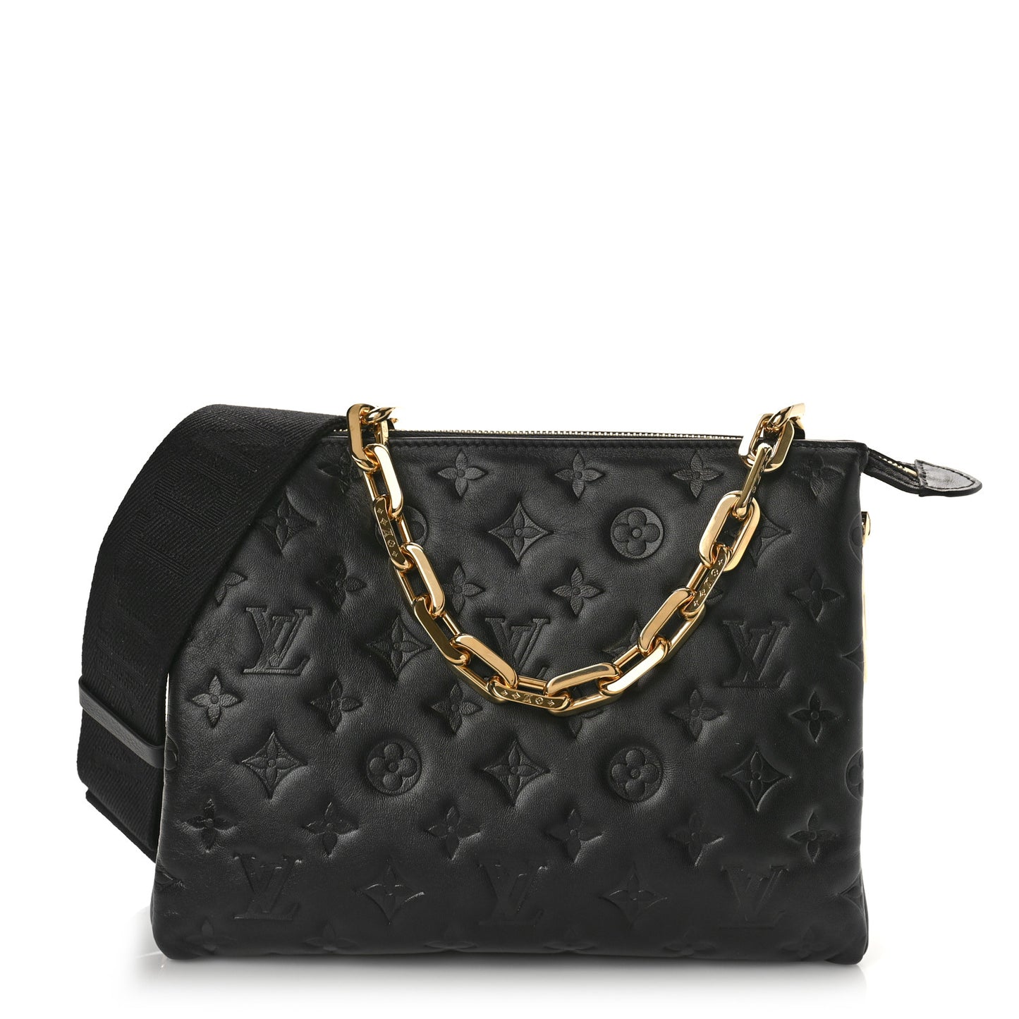 Lambskin Embossed Monogram Coussin PM Black