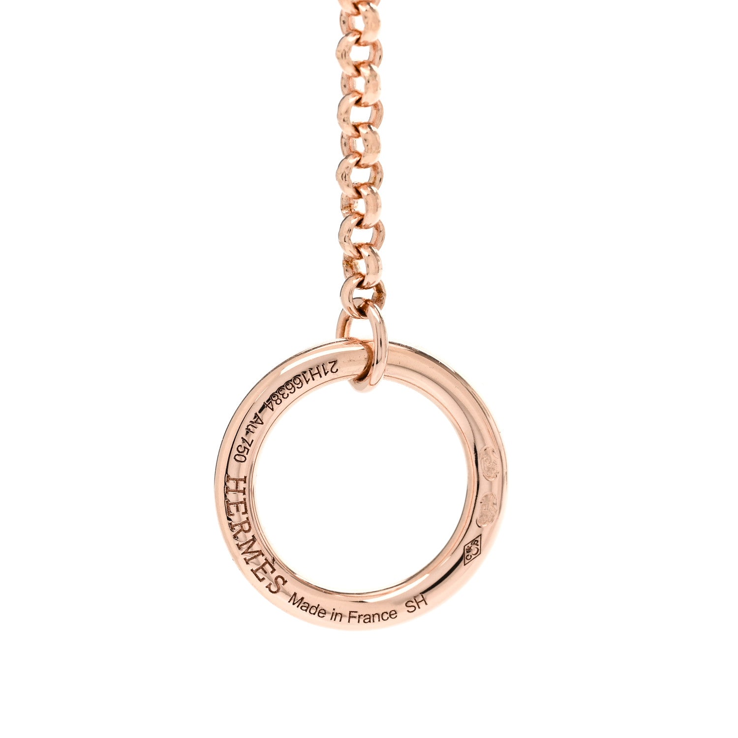 Hermes 18K Rose Gold Diamond Clou de Forge Pendant Necklace SH 4 of 5