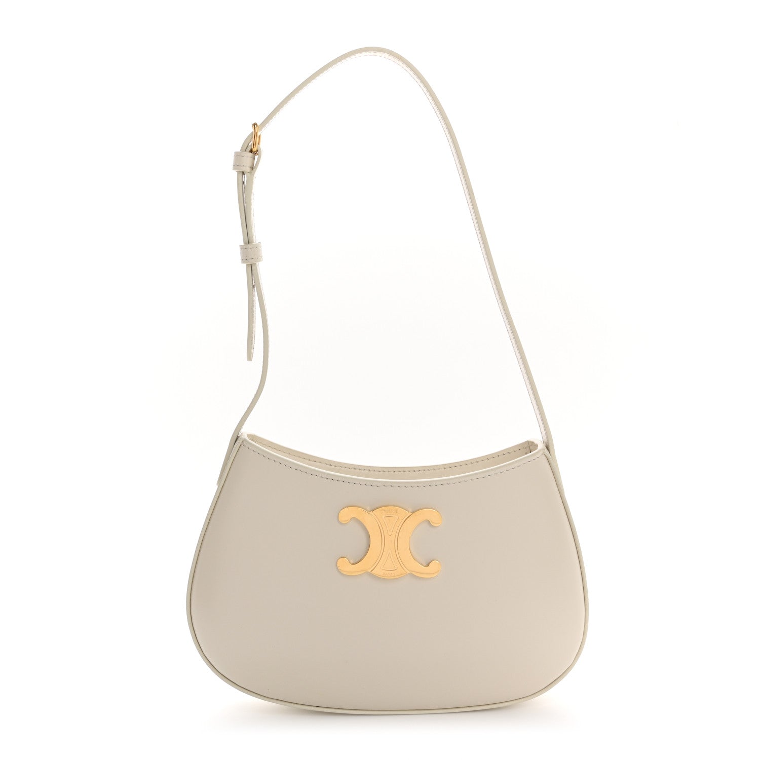 Celine Shiny Calfskin Medium Tilly Triomphe Shoulder Bag Rice 1 of 10