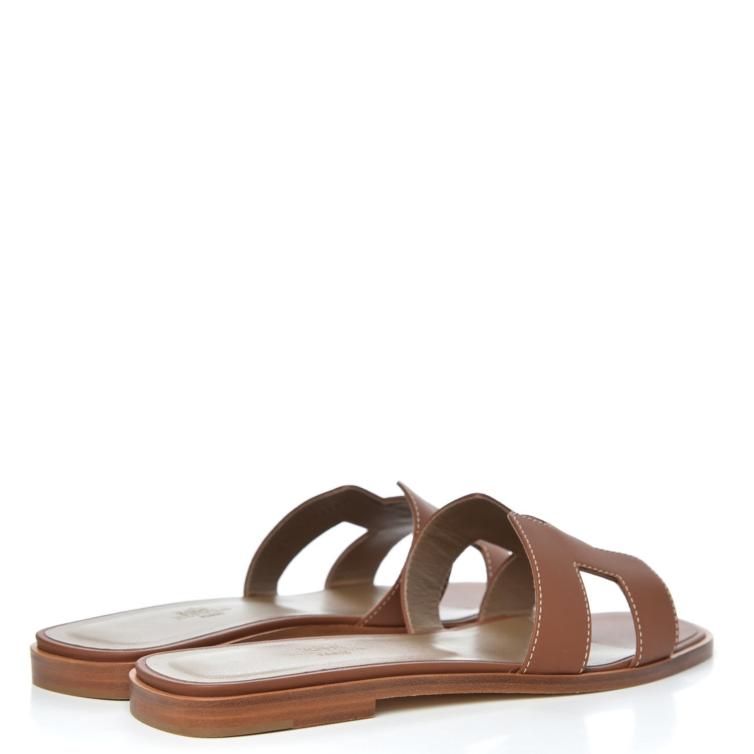 Hermes Box Calfskin Oran Sandals 38 Gold 4 of 8