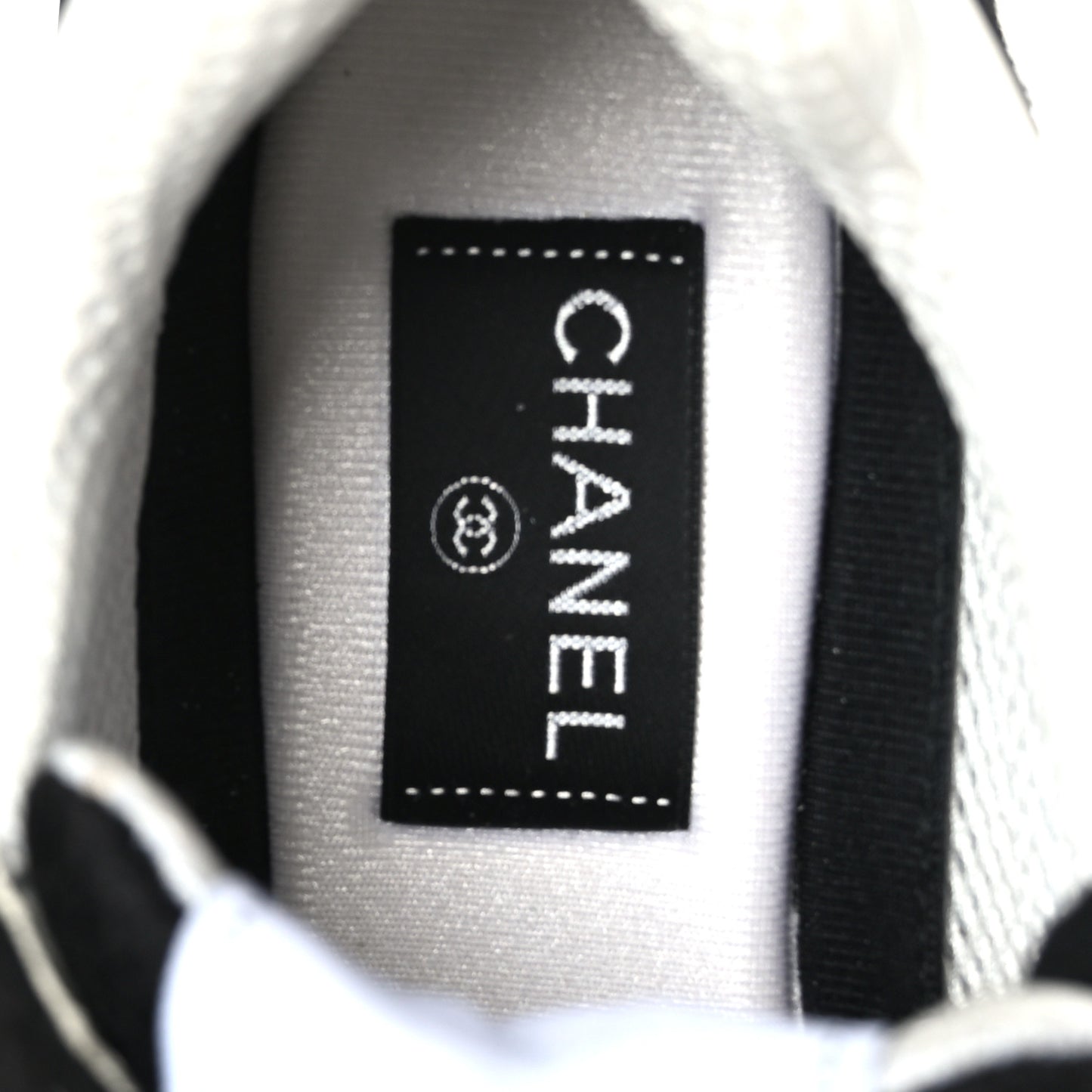 Mesh Suede Grained Calfskin Womens CC Sneakers 38 Black White