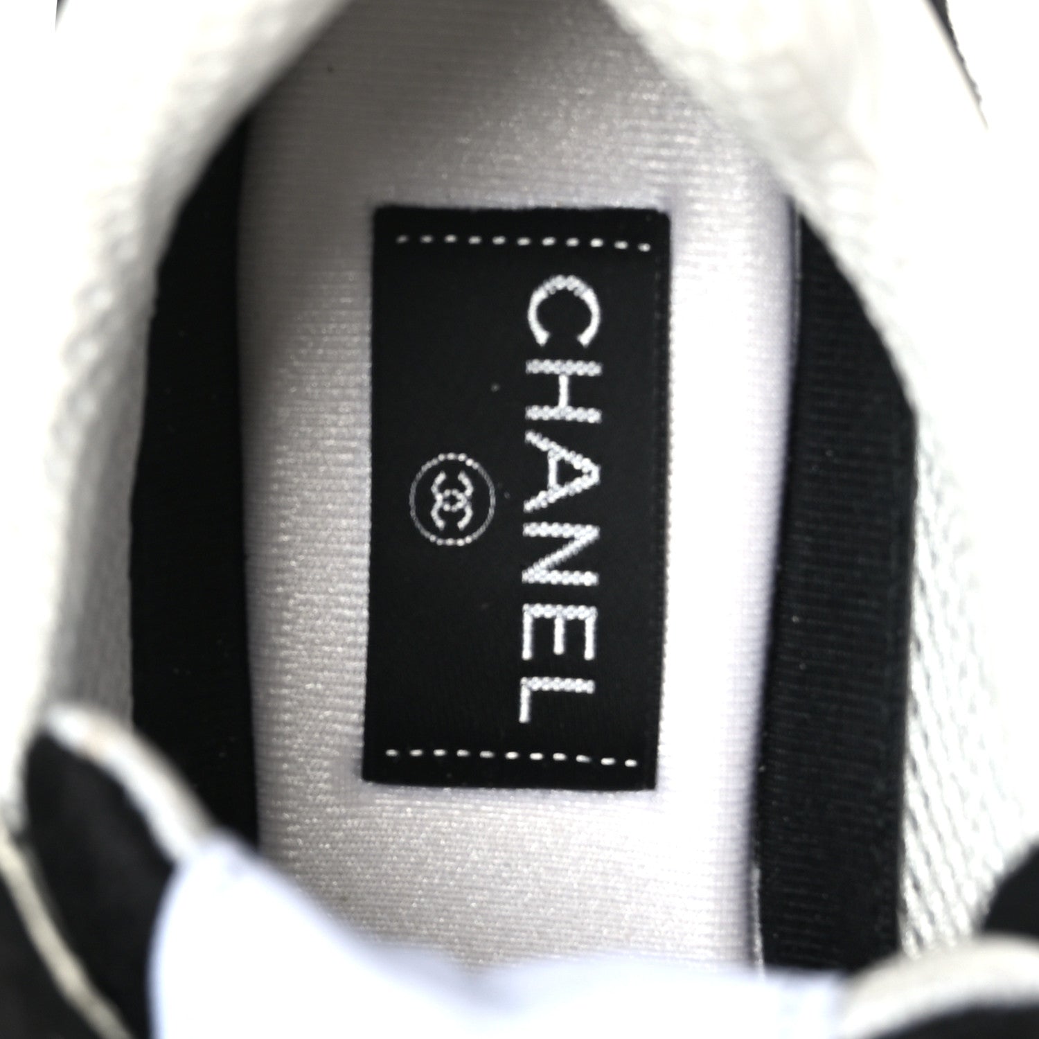 Chanel Mesh Suede Grained Calfskin Womens CC Sneakers 38 Black White 7 of 7