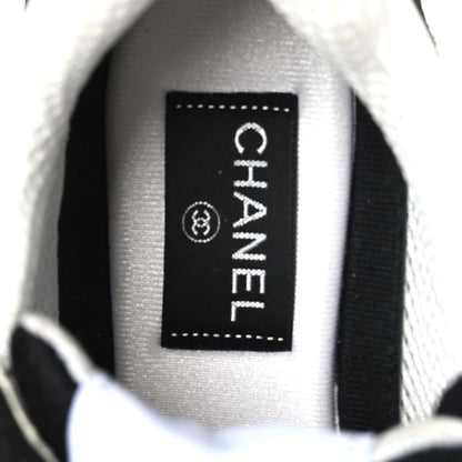 Chanel Mesh Suede Grained Calfskin Womens CC Sneakers 38 Black White 7 of 7