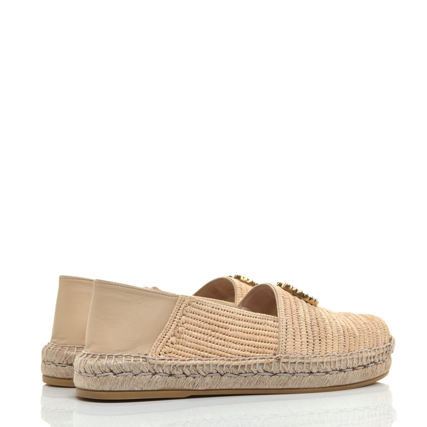 Raffia Pearly GG Marmont Espadrilles 38.5 Naturale Sand Storm