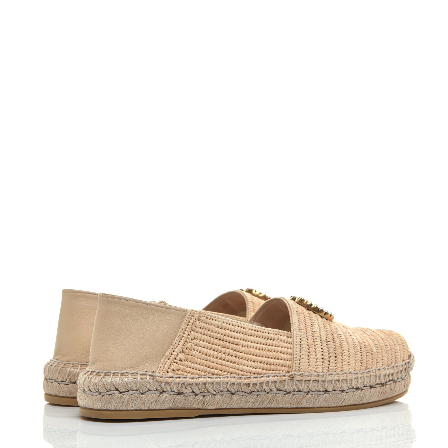 Gucci Raffia Pearly GG Marmont Espadrilles 38.5 Naturale Sand Storm 4 of 8