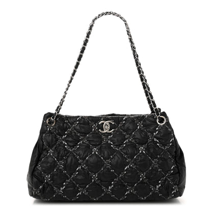 Chanel Nylon Quilted Tweed Stitch Bubble Tote Black 1 of 10