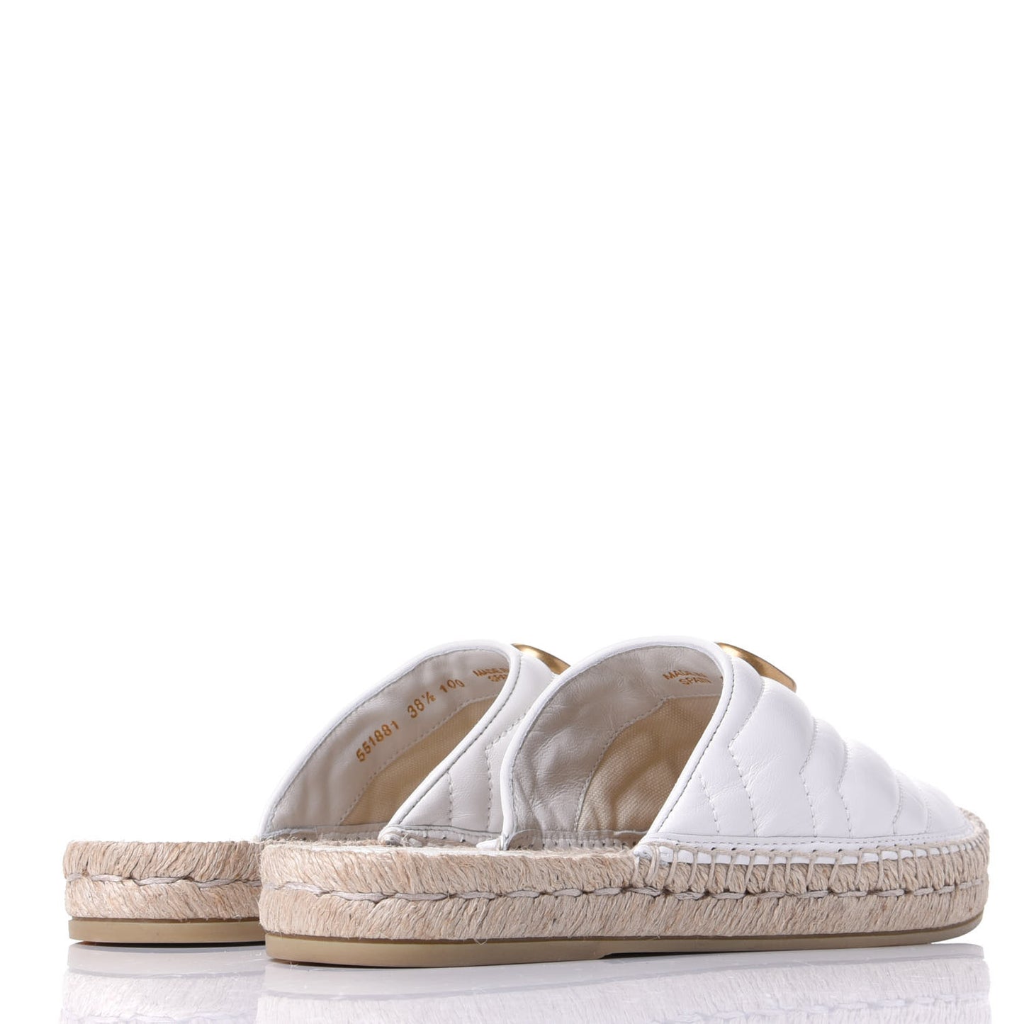 Nappa Matelasse GG Marmont Espadrille Slippers 38.5 Great White