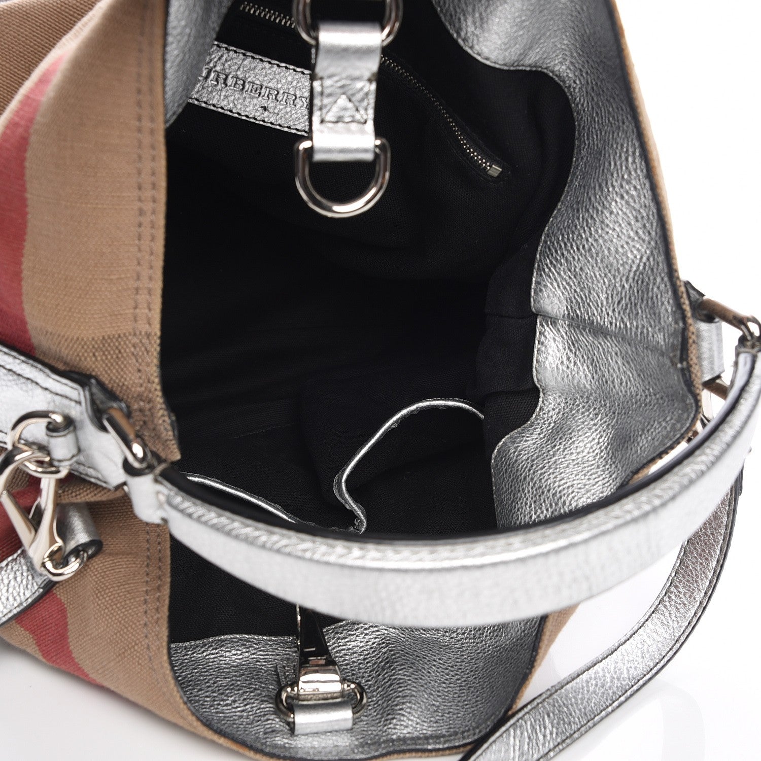 Burberry Canvas Mega Check Studded Medium Susanna Hobo Silver 6 of 12
