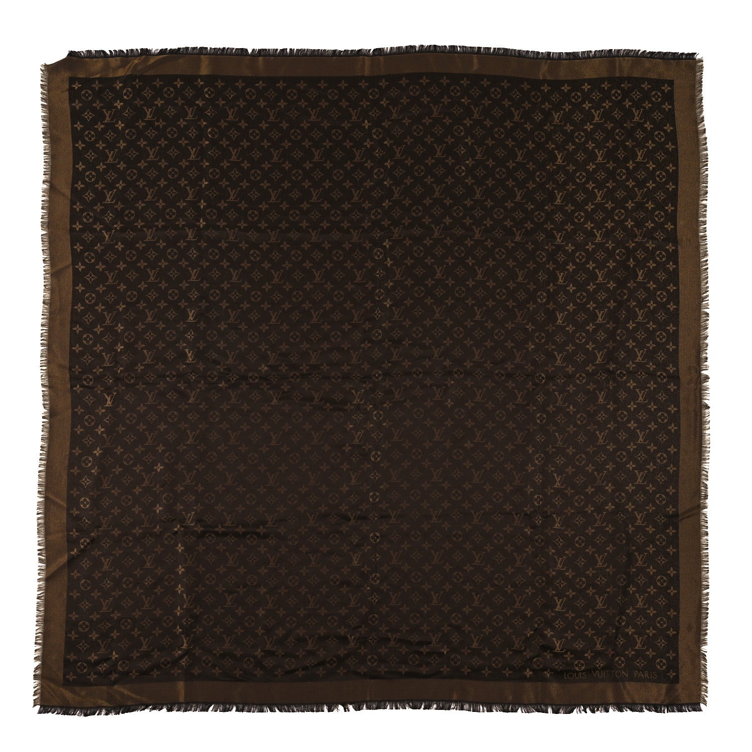Louis Vuitton Silk Lurex Wool Monogram Shine Shawl Marron 1 of 3