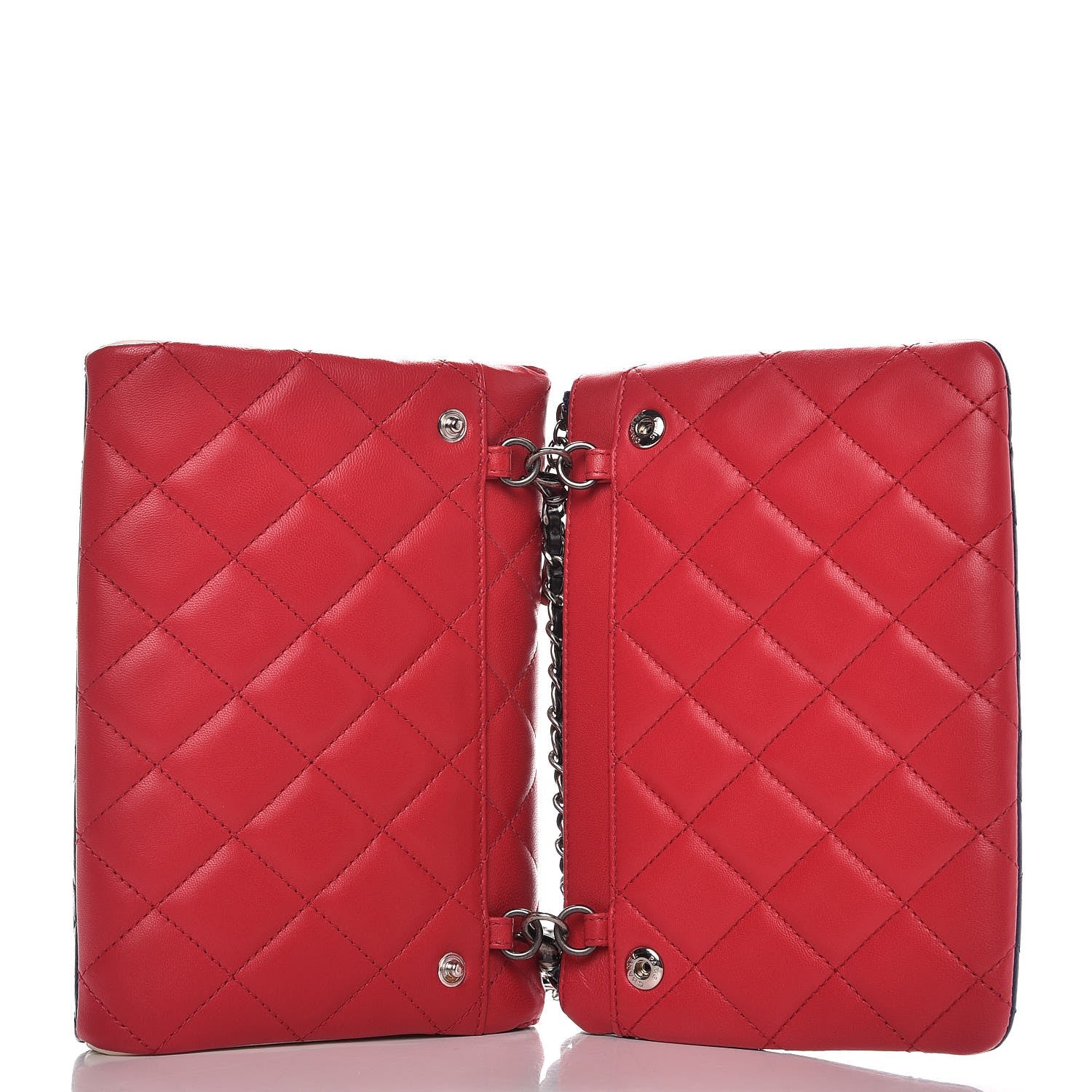 Chanel Lambskin Quilted Tri-color Crossbody Bag Dark Pink 9 of 9