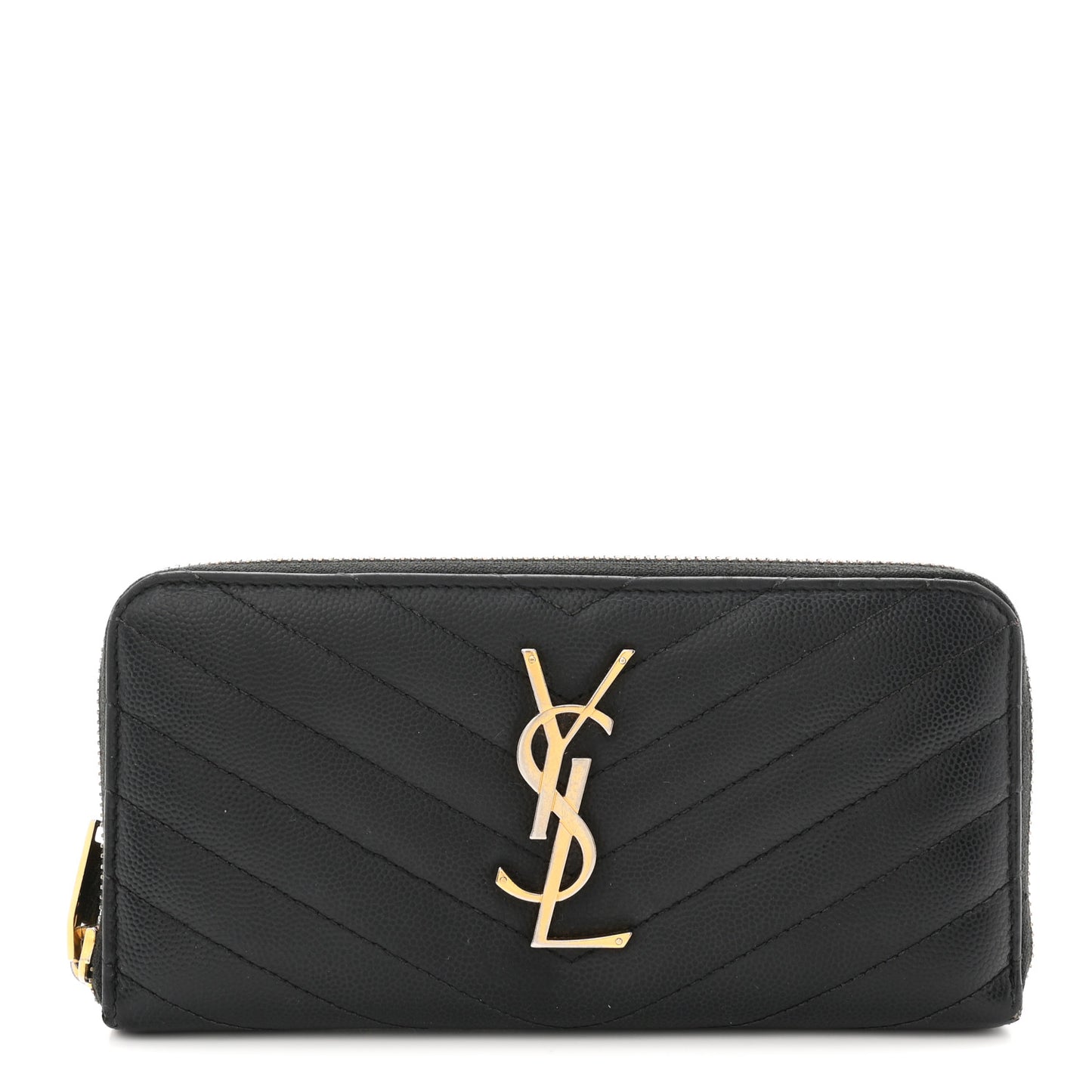 Grain De Poudre Matelasse Chevron Monogram Zip Around Wallet Black