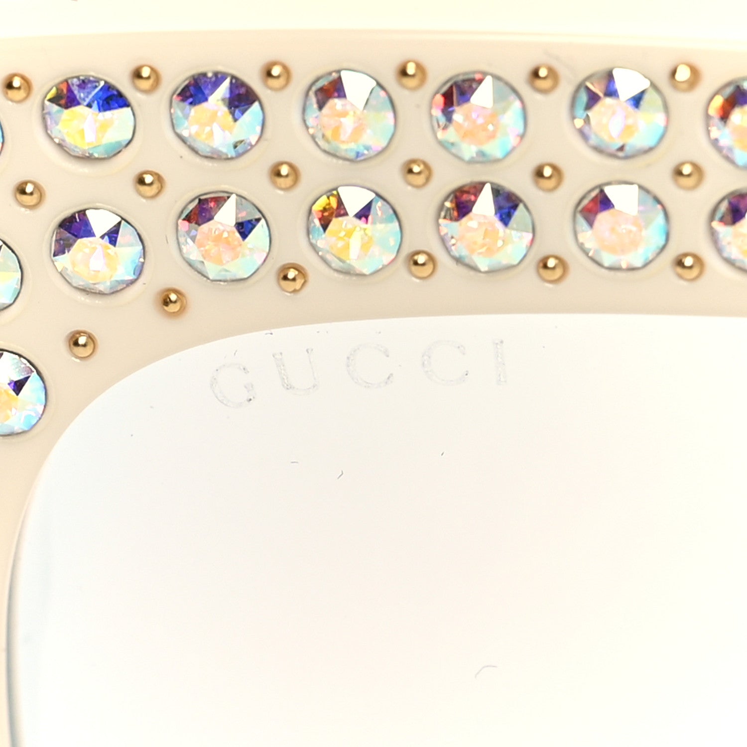 Gucci Acetate Crystal Oversize Hollywood Forever Sunglasses GG0144S Ivory 8 of 9