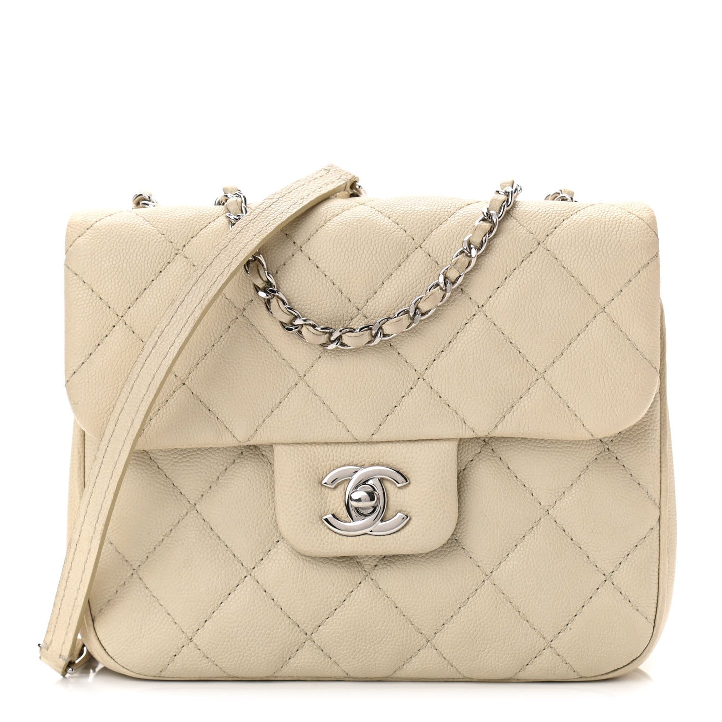 Caviar Quilted Small Urban Companion Flap White