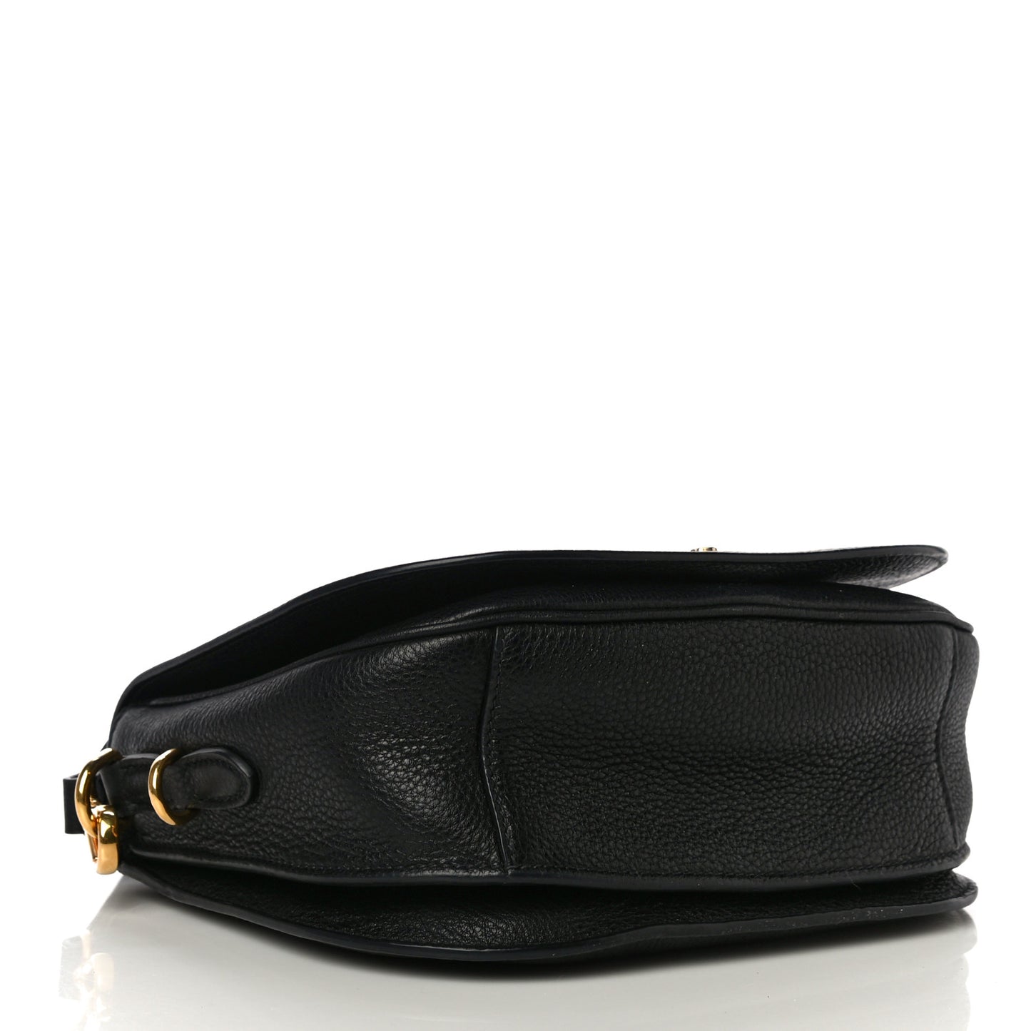 Vitello Daino Soft Shoulder Flap Bag Black