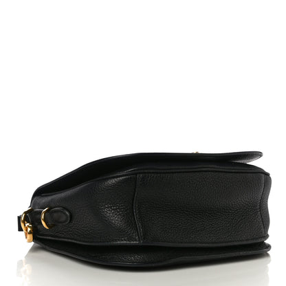Prada Vitello Daino Soft Shoulder Flap Bag Black 4 of 9