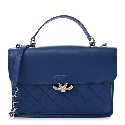 Chanel Grained Calfskin Quilted Large CC Box Flap Blue 1 of 11