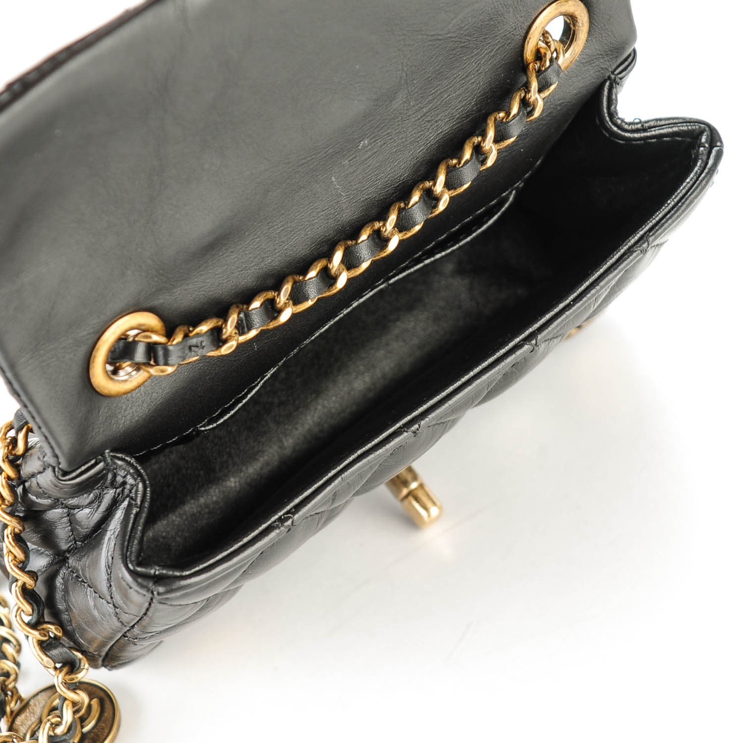 Chanel Aged Calfskin Quilted Extra Mini Medallion Flap Black 5 of 9