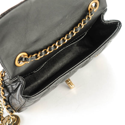 Chanel Aged Calfskin Quilted Extra Mini Medallion Flap Black 5 of 9